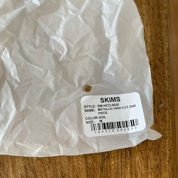 Skims Metallic GOLD Swim High Cut One Piece - Picture 9 of 11